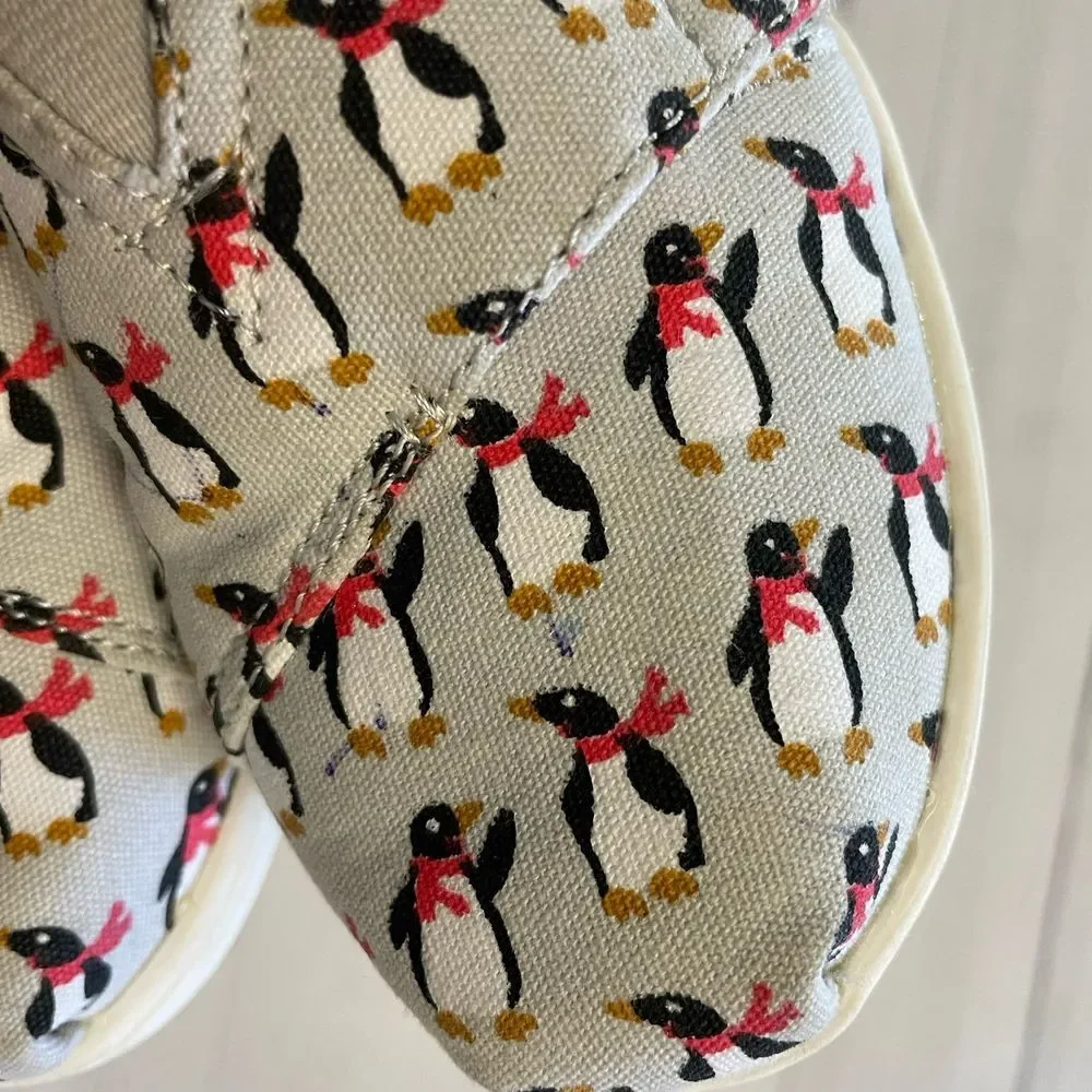 TOMS fleece lined‎ alpargatas penguin print little kids 10